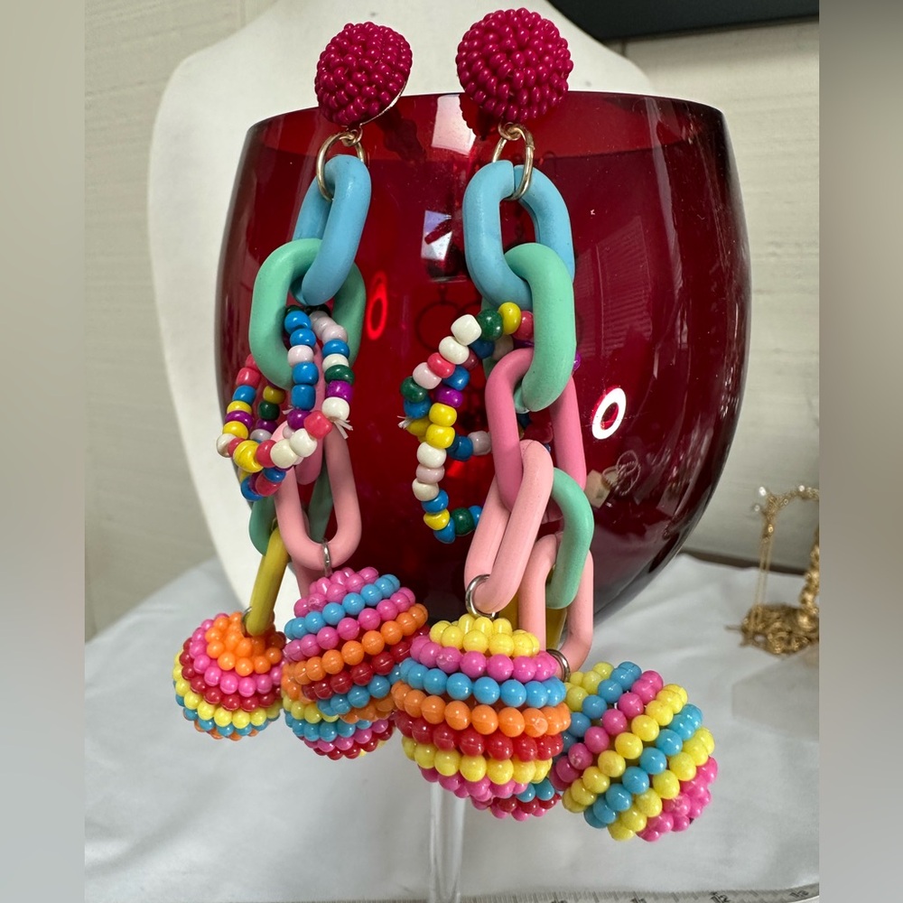 Fun whimsical dangle colorful earrings